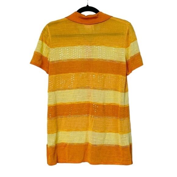 Vtg Escada Margaretha Ley Orange Yellow Stripe Knit Button Up Top Sz EU 34 US S - Picture 6 of 14